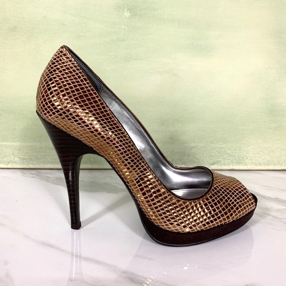 Calvin Klein Bronze Snakeskin Peep toe Heel